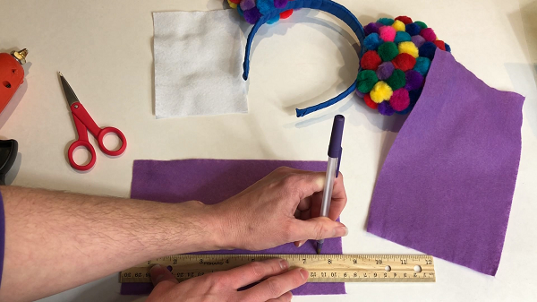 Measure felt for DIY Balloon Ears Tutorial by Little Gray Squirrel