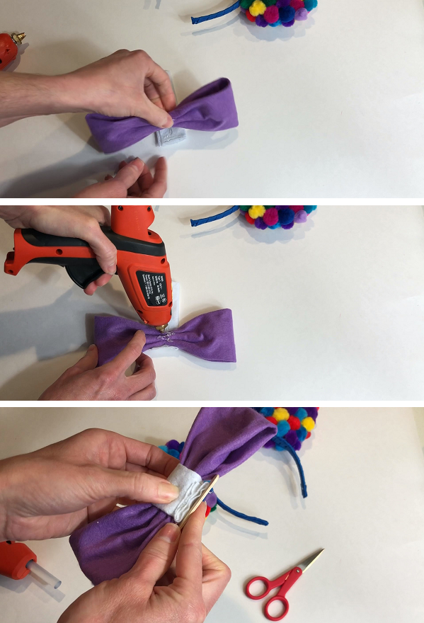 Wrap center of bow DIY Balloon Ears Tutorial by Little Gray Squirrel