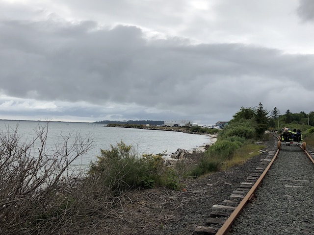 View of the Tillamook bay from an Oregon Coast Railriders cart